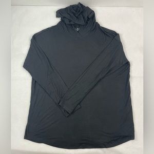 Womens S.C & Co Size Large Black Pullover Hooded Stretch 3/4 Sleeve Tee Shirt